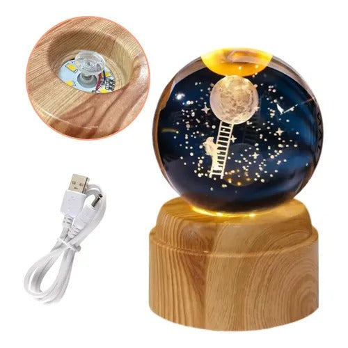 Lampara Esfera 3d De Cristal